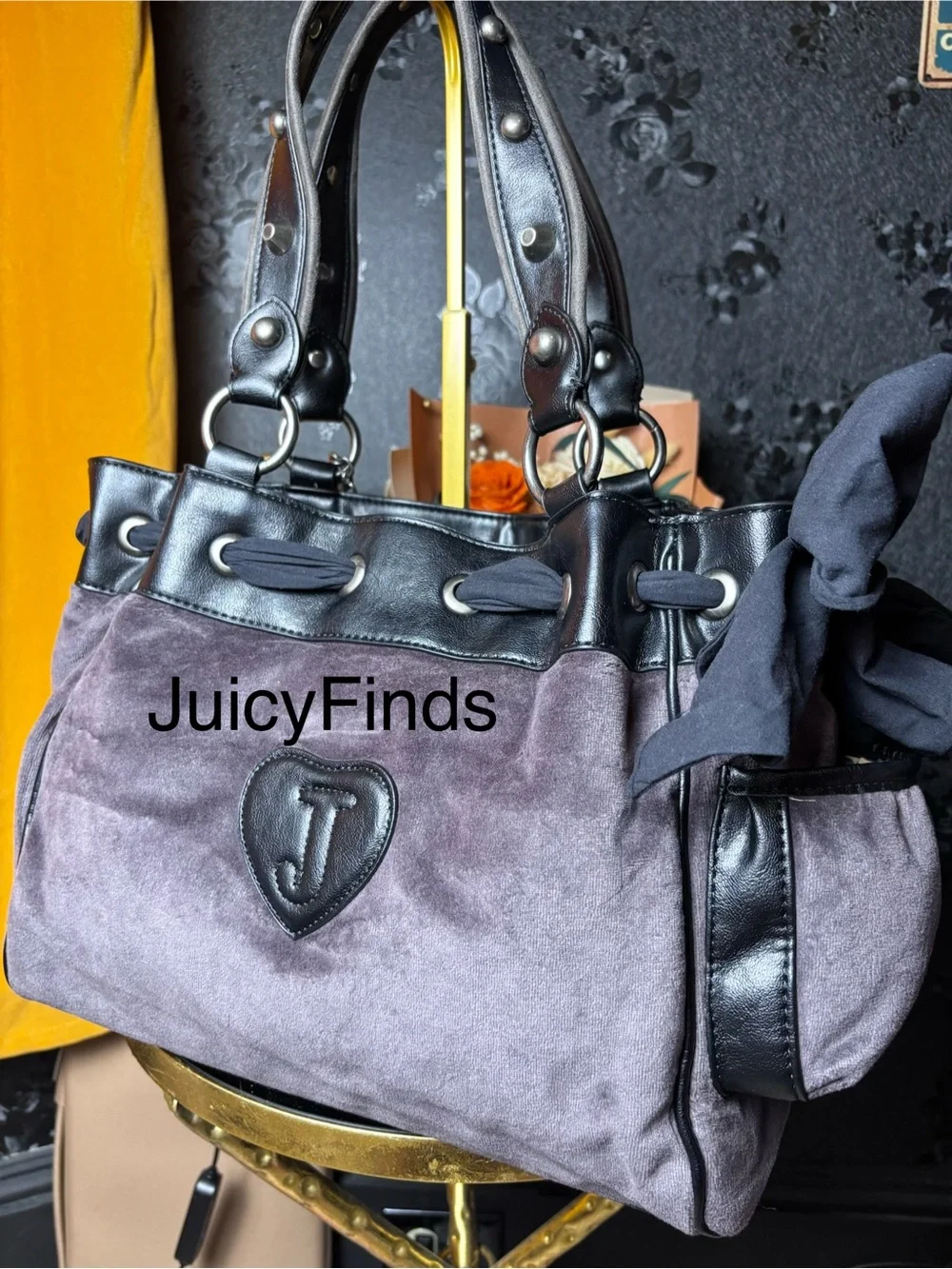 BADDIE NEW RELEASE UK EXCLUSIVE JUICY COUTURE GREY “LIVE” TOTE BAG